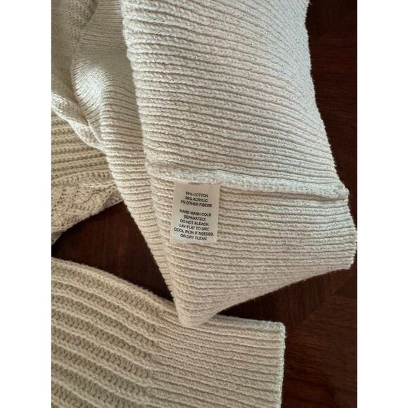 White House Black Market Cream Ribbed Tunic Sweater Metallic Thread Women’s M - Picture 4 of 11